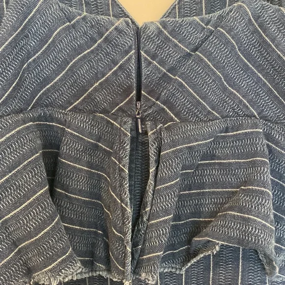 Anthropologie Ett:twa Peplum Striped Denim Jumpsuit Size Small - Picture 10 of 15